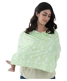 LuvLap Breastfeeding Nursing Cover Leaves Print - Green