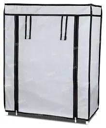 Fiddlerz Multipurpose 4 Shelves Shoe Rack Cabinet with Zip Door Cover Side Pockets Collapsible Shoes Shelf/Shoerack Multiuse Storage Organizer for Footwear Toys Clothes(Non Woven Fabric) Grey
