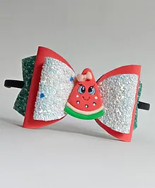 All Cute Things Watermelon Detail Glitter Bow Embellished Hair Band - Green & Peach
