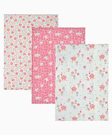TIDY SLEEP Diaper Changing Mat Bed Protector with Foam Hut Print Pack of 3 - Pink