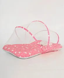 TIDY SLEEP Baby Bed with Mosquito Net & Neck Pillow, Baby Gadda Set for New Born(Pink)