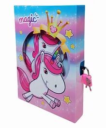 KARBD Unicorn Magic Crown Star Rainbow Color Cartoon Character Secret Lock Diary  - 94 Pages