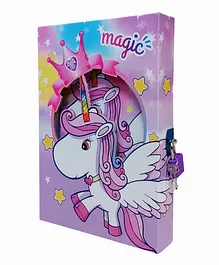 KARBD Unicorn Wings Magic Crown Star Blue Cartoon Character Secret Lock Diary Big Size - Purple