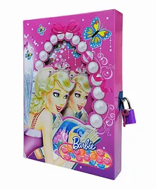 KARBD Barbie Pink Butterfly Blue Yellow Color Cartoon Character Secret Lock Diary  - 94 Pages