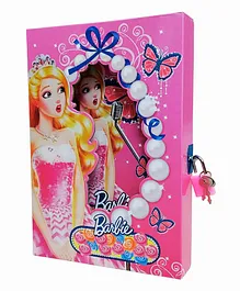 KARBD Barbie Mic Stand Pink Color Cartoon Character Secret Lock Diary  - 94 Pages