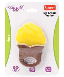 Giggles Funskool Ice Cream Teether - Yellow & Coffee Brown