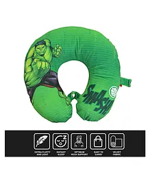Marvel by SATCAP INDIA Marvel Hulk Velvet Fabric Reversible Travel Neck Support Pillow - Green