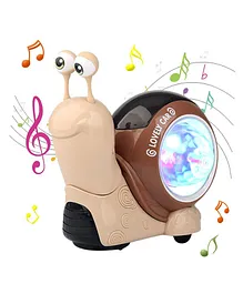 Muren Electric Snail Walking Toys with Music and Lights Walking Tummy Time Snail Toy for Babies Dancing Early Sensory Development Learning Toys for Babies Brown -(Color May Vary)