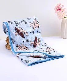 Tinycare Premium Quality Baby Blanket  Shark Printed - Blue