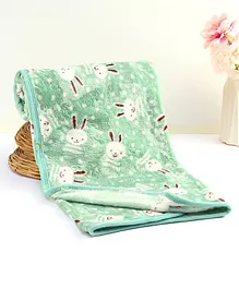 Tinycare Premium Quality Baby Blanket Rabbit Printed - Green