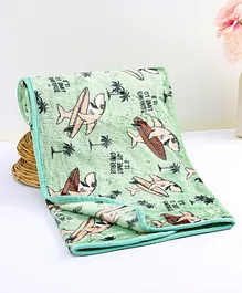 Tinycare Premium Quality Baby Blanket Shark Printed - Green