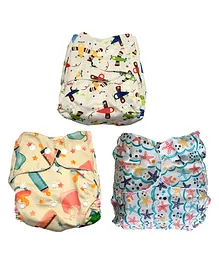 The Mom Store Combo of 3 Reusable Diapers - Multicolour