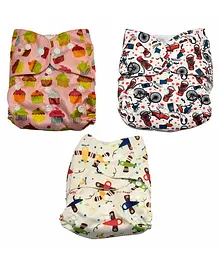The Mom Store Combo of 3 Reusable Diapers - Multicolour