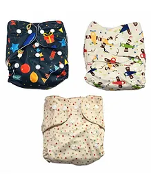The Mom Store Combo of 3 Reusable Diapers - Multicolour