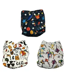 The Mom Store Combo of 3 Reusable Diapers - Multicolor