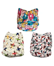 The Mom Store Combo of 3 Reusable Diapers - Multicolor