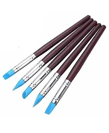 Kunya Silicone Rubber Nib Paint Brush Pens 3mm Tip Clay Sculpting Tools for Shaping Modeling Smoothing Pottery Decorating Pastel Blending Masking Pack of 5- Black