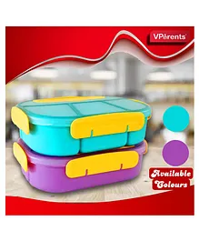 VParents Lunch Box with 4 Compartment and Spoon (Color May Vary)