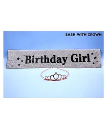Mihar Essentials Birthday Girl Glitter Sash & Crown - Pink