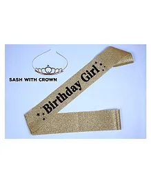 Mihar Essentials Birthday Girl Glitter Sash & Crown - Golden