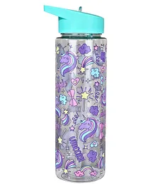 SmilyKiddos Sipper Water Bottle With Flip Top Nozzle Unicorn Theme Green - 750 ml
