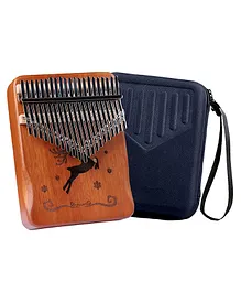 SYGA Thumb Piano Kalimba 21 Tone Keys Finger Musical Instrument Dream Deer Gifts Handguard with Protective Case - Brown