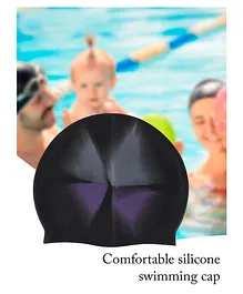 Passion Petals Silicone Swimming Cap - Black