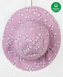 Nino Bambino 100% Cotton Flowers Printed Summer Hat - Lavender