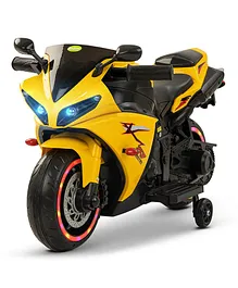 Baybee R7 Rechargeable Battery Operated Electric Ride on Bike with LED Lights USB Port & Music - Yellow