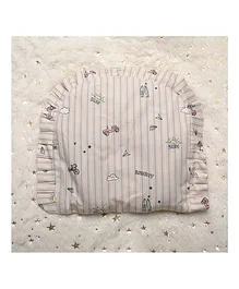 Enfance Nursery Cotton Vehicle Print Rai Pillow - Cream
