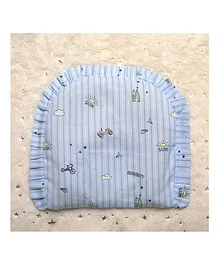 Enfance Nursery Cotton Vehicle Print Rai Pillow - Blue