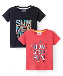 Dapper Dudes Pack Of 2 Half Sleeves Non Stop Fun & Summer Time Print Tees - Black Red