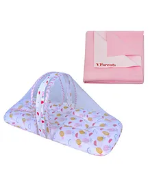 VParents Fruity Baby Bedding Set with Pillow and Drysheet Combo - Pink