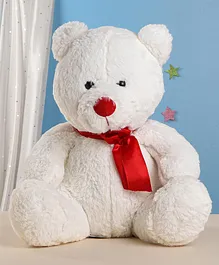 Play Toons Super Soft and Super Fluffy Teddy Bear with Bow White - Height 41 cm