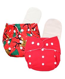 Deedry Cloth Reusable Diapers With Insert Pack of 2 - Red