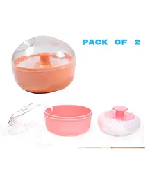 BOXOT IMPEX Portable Powder Puff with Box Holder Container Pink & Orange Pack of 2 (Design may vary)