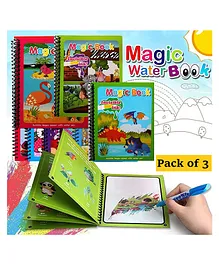 Opina Magic Water Coloring Book with Magic Pen & Reusable Quick Dry Feature Pack of 3 (Random Design & Assorted Color)