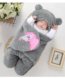 Brandonn Wearable Hooded Baby Swaddle Blanket - Grey