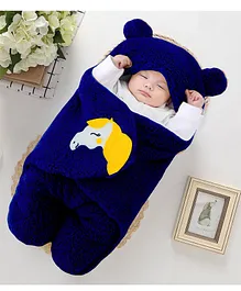Brandonn Wearable Hooded Baby Swaddle Blanket - Navy Blue