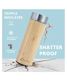 EyeShot Bamboo Eco Bottle Vacuum Bottle & Thread Cap Brown - 500 ml