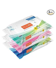 Tulips Refreshing Wet Wipes With Different Fragrances Pack of 3 Japanese Cherry Magnolia & Summer Fresh - 60 Wipes