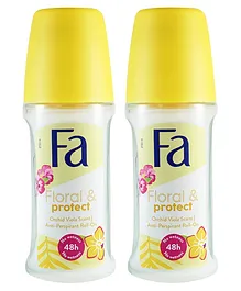 FA Pack of 2 Anti Perspirant Roll On Floral Protect Pack of 2 - 50 ml Each