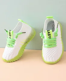 Babyoye Sports Shoes With Lace Up Closure - Green & White