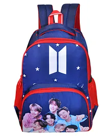 Happlie BTS School Bag with Raincover Blue - Height 16 Inches