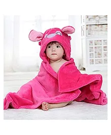 Babyzone Embroided Hooded Super Soft Fabric Baby Blanket Bath Towel - Pink