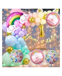 Puchku Happy Birthday Rainbow Foil Balloon - Pack of 70