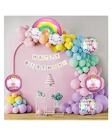 Pastel Rainbow Happy Birthday Decoration DIY Combo Set of 63