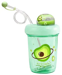 FunBlast Cute Avocado Theme Tumbler with Lid and Straw  390 ml