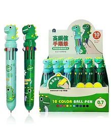 Funblast 10 Colors Ball Pen With Dinosaur Topper Pack Of 2 - Green