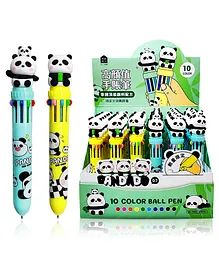 Funblast 10 Colors Ball Pen With Panda Topper Pack Of 2 -  Multicolour